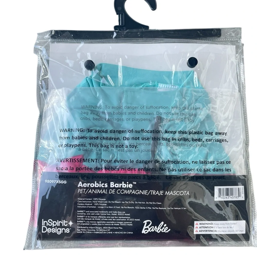 Barbie Aerobic Blue Pink Dog Pet Costume X-Small 6-10 LBS In Spirit Design NWT